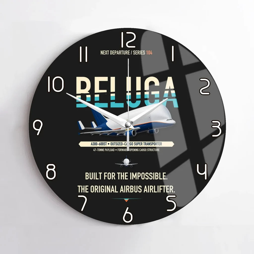 Airbus A300-600ST BelugaST design on black no frame wall clock