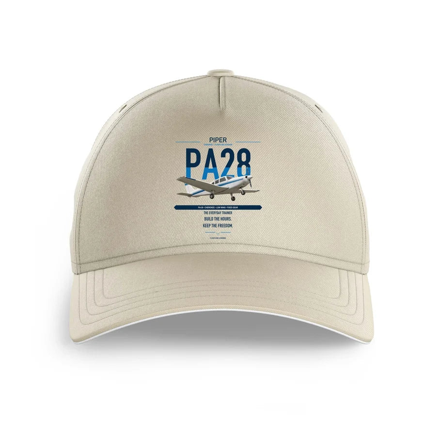 Piper PA-28 Cherokee design on beige printed hat