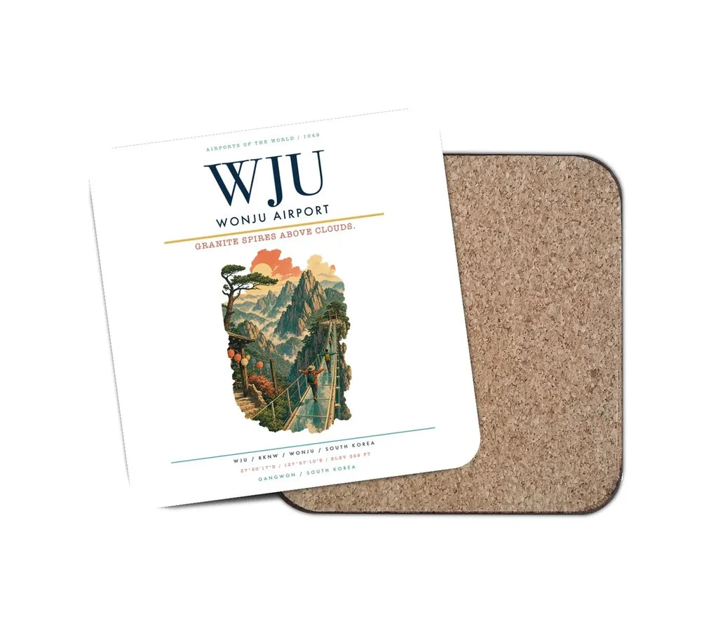 Wonju Airport (WJU) design on white 1 piece coaster
