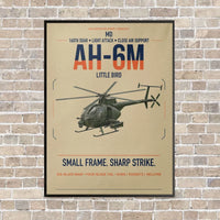 Thumbnail for MD AH-6M Little Bird vertical canvas print - framed - beige background
