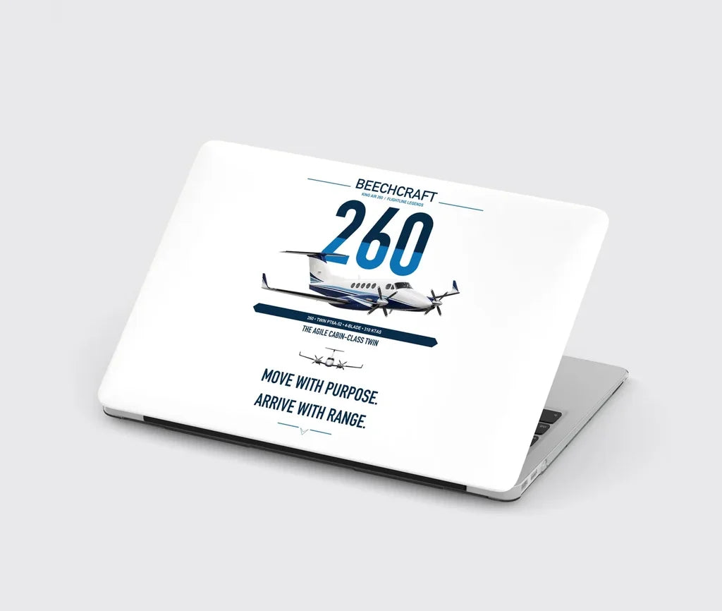 Beechcraft King Air 260 design on white MacBook case