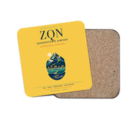 Thumbnail for Queenstown Airport (ZQN) design on yellow 1 piece coaster