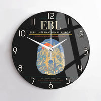Thumbnail for Erbil International Airport (EBL) design on black no frame wall clock
