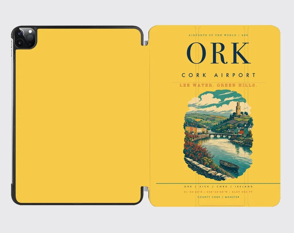 Cork Airport (ORK) design on yellow ipad tablet case