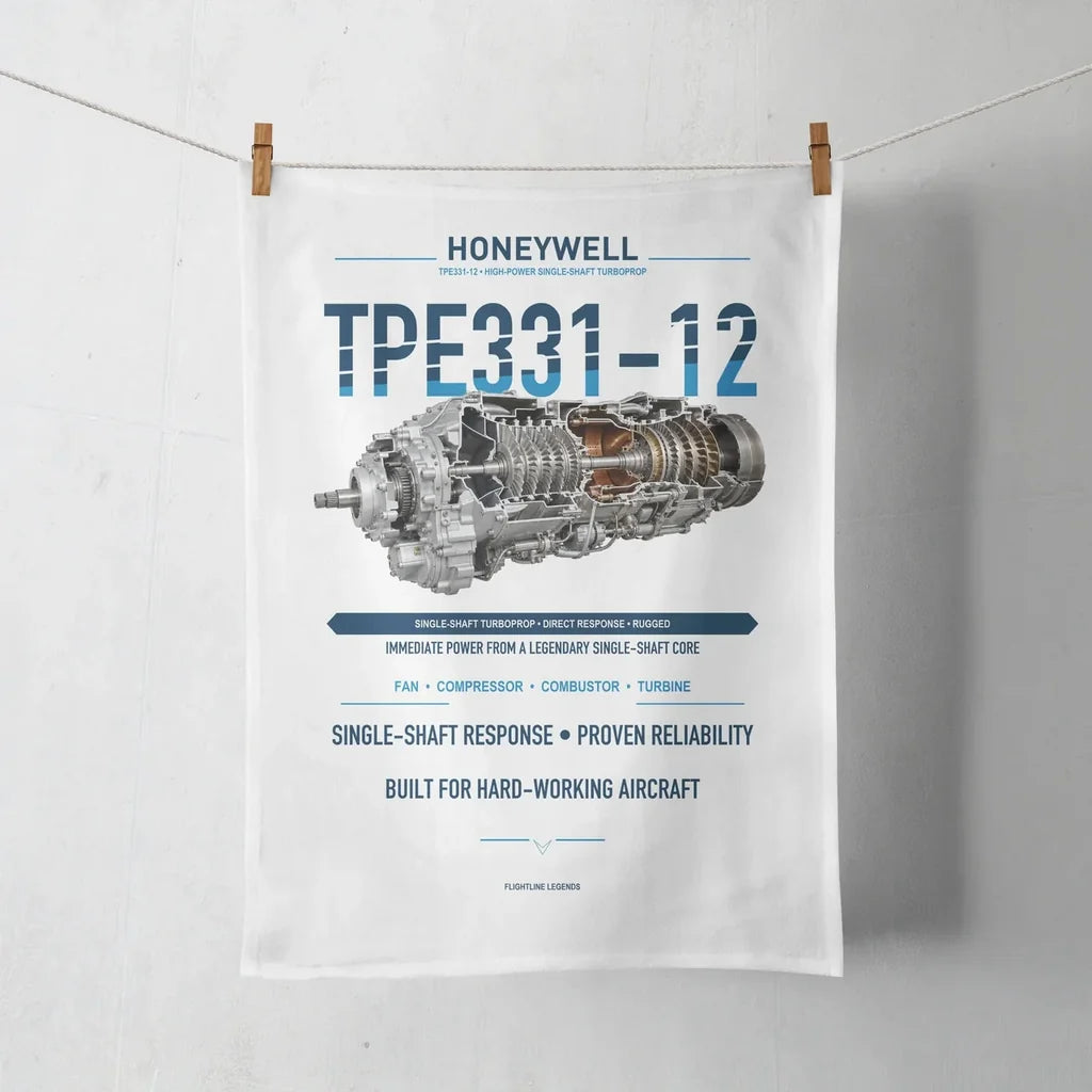 TPE331-12 design on white towel