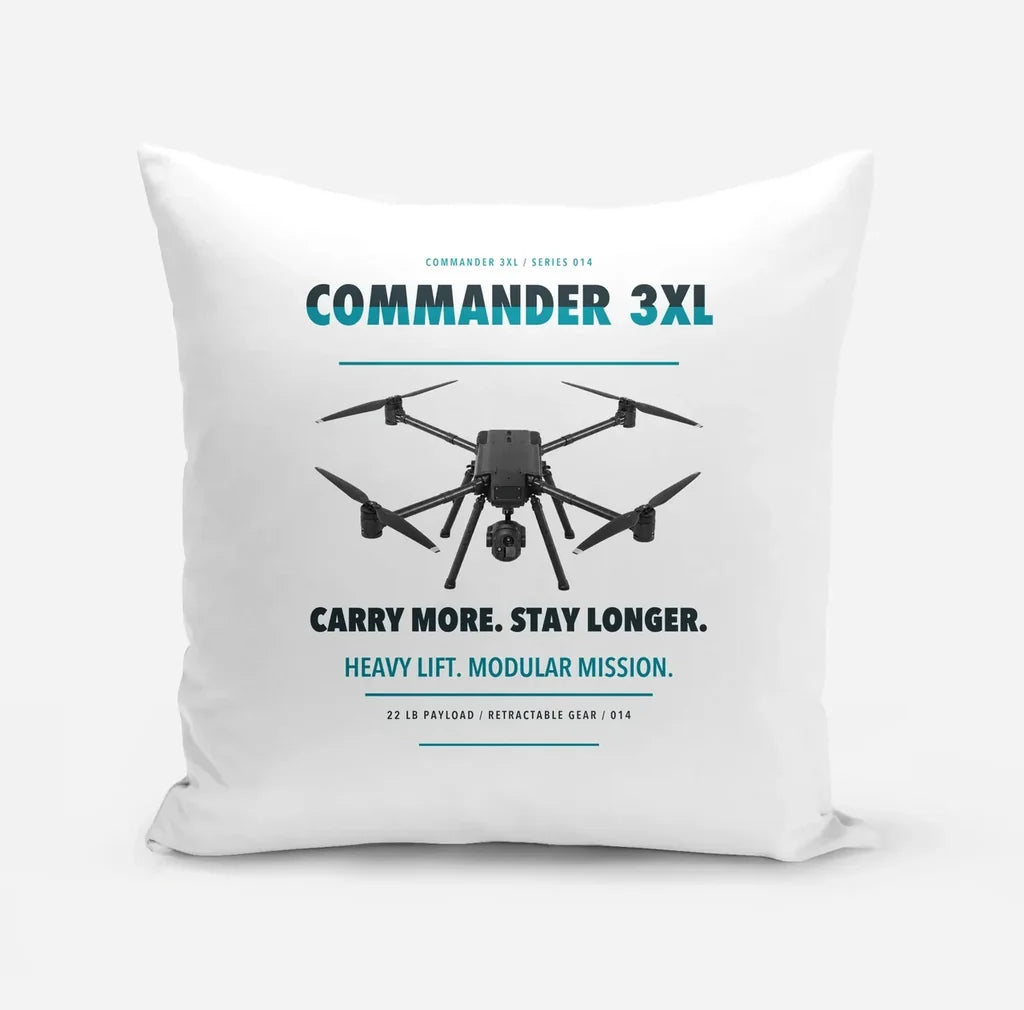 Draganfly Commander 3XL design on white pillow