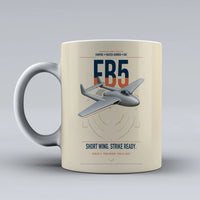 Thumbnail for de Havilland Vampire FB5 design on beige ceramic mug, double-side print