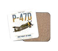 Thumbnail for P-47D Thunderbolt Razorback design on white 1 piece coaster