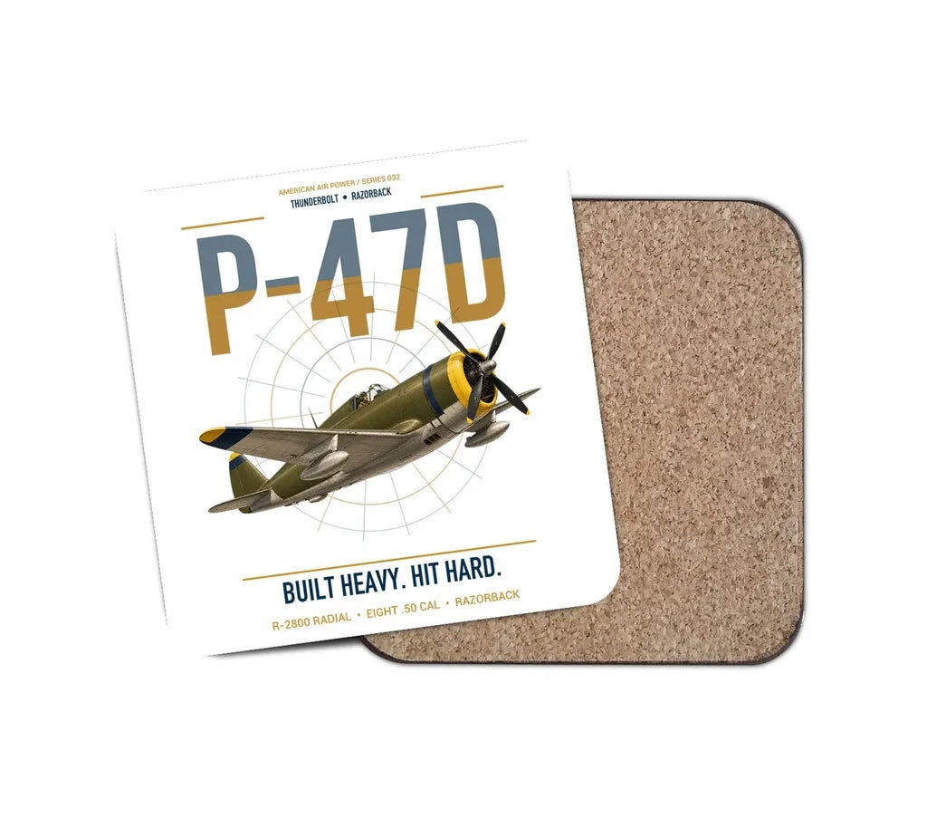 P-47D Thunderbolt Razorback design on white 1 piece coaster