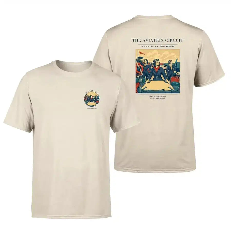 VINTAGE G4164 - The Aviatrix Circuit - Double-Side T-Shirt design on beige double side t shirt