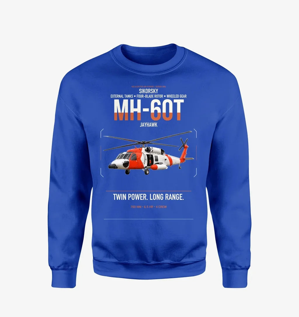Sikorsky MH-60T Jayhawk design on blue sweatshirt