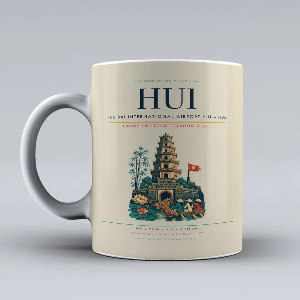 Bai International Airport HUI — Hue Mug design on beige phu