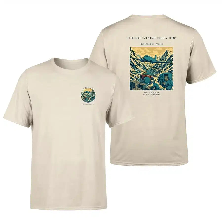 VINTAGE G4518 - The Mountain Supply Hop - Double-Side T-Shirt design on beige double side t shirt
