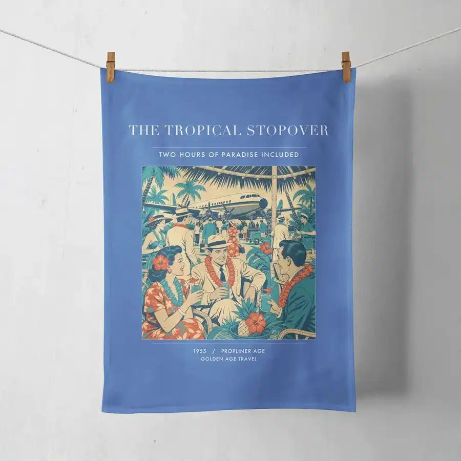 VINTAGE G4225 - The Tropical Stopover - Designed Towels design on blue