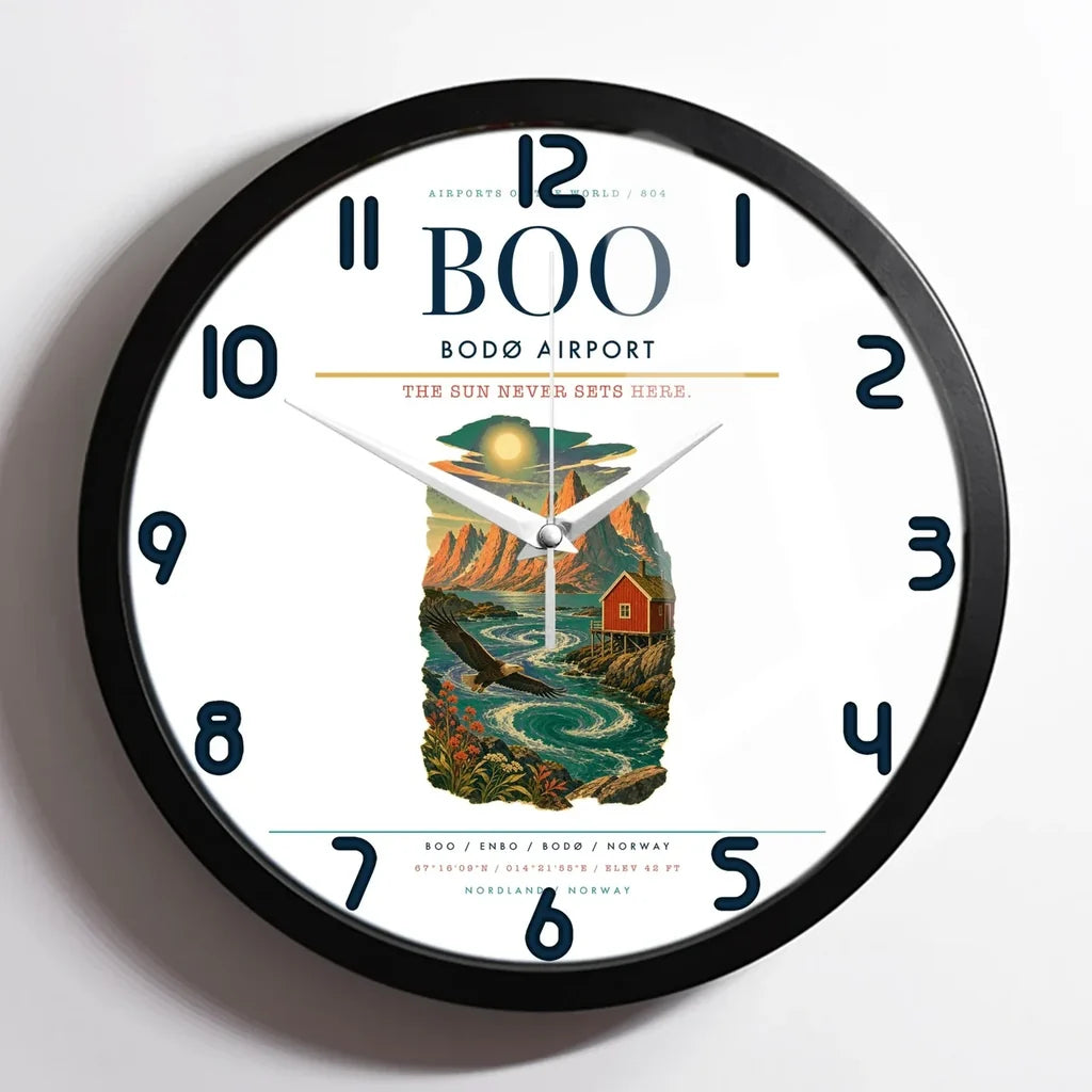 Bod Airport BOO Wall-Clock Framed - White