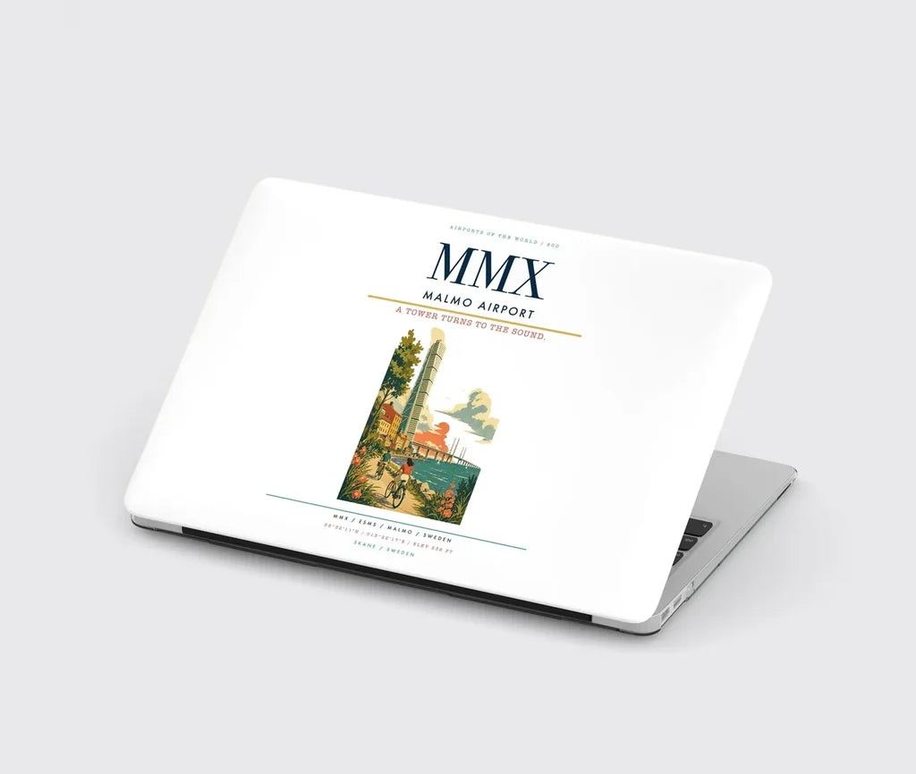 Malmo Airport (MMX) design on white MacBook case