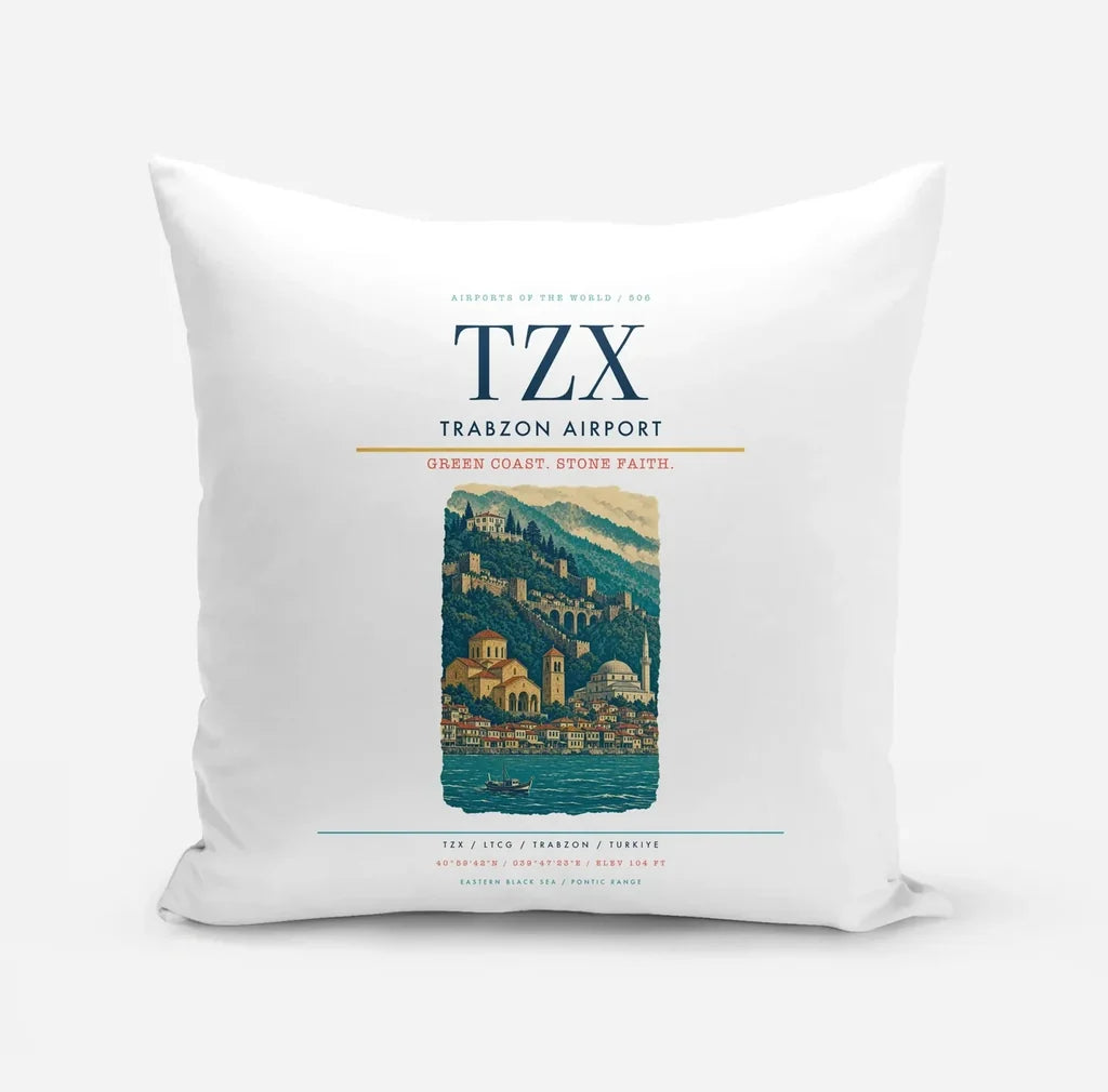 Trabzon Airport (TZX) design on white pillow