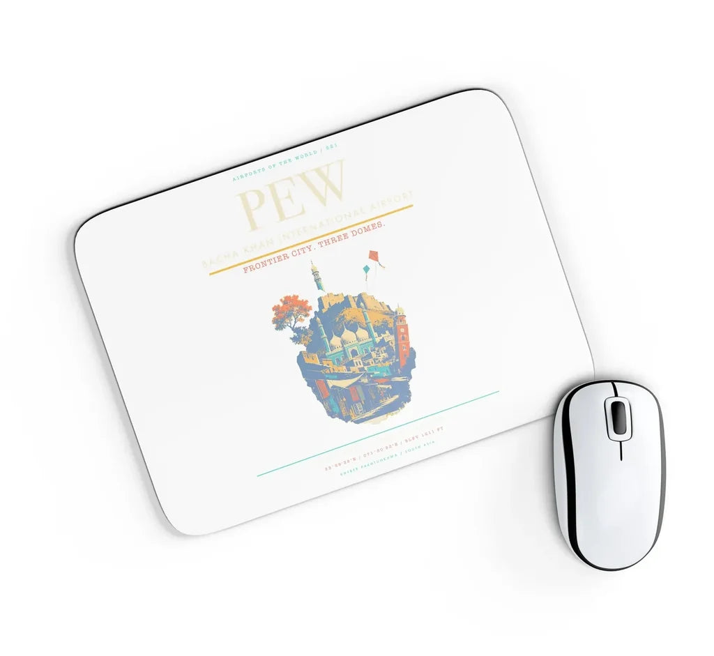 Bacha Khan International Airport PEW Mouse-Pad Rectangle - White