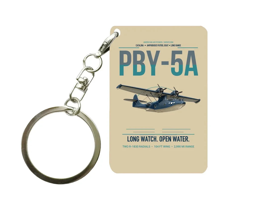 PBY-5A Catalina design on beige designed key chain, double-side print