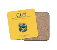 Thumbnail for Cancún International Airport (CUN) design on yellow 1 piece coaster