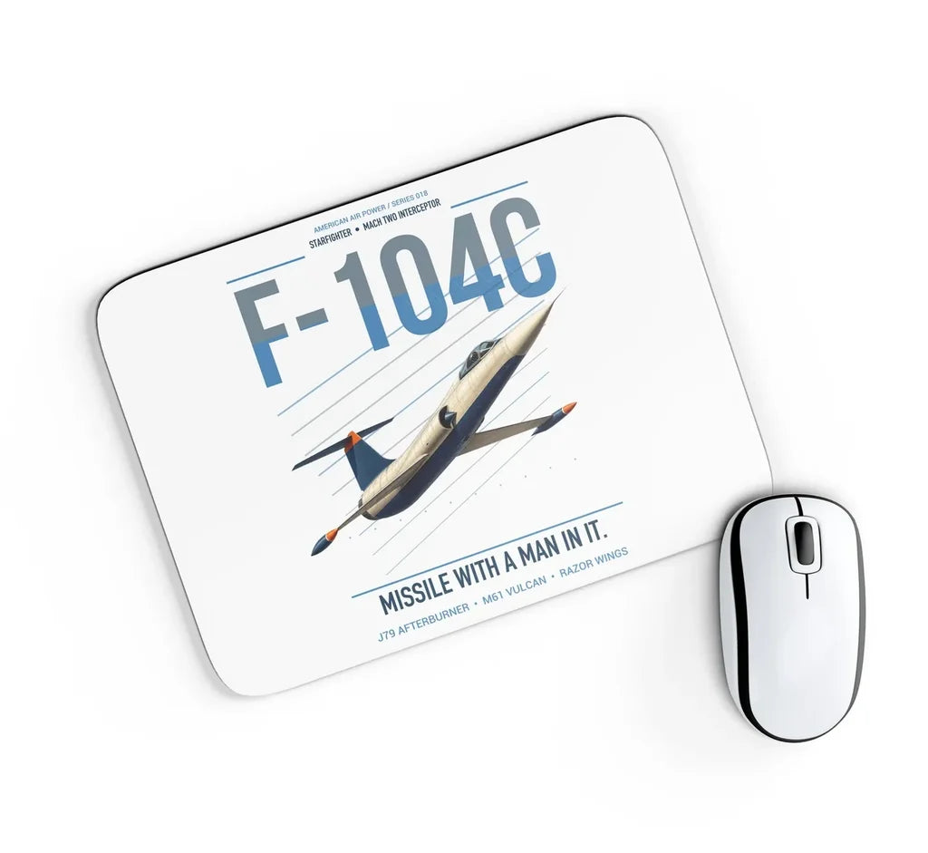 F-104C Starfighter design on white rectangle mouse pad