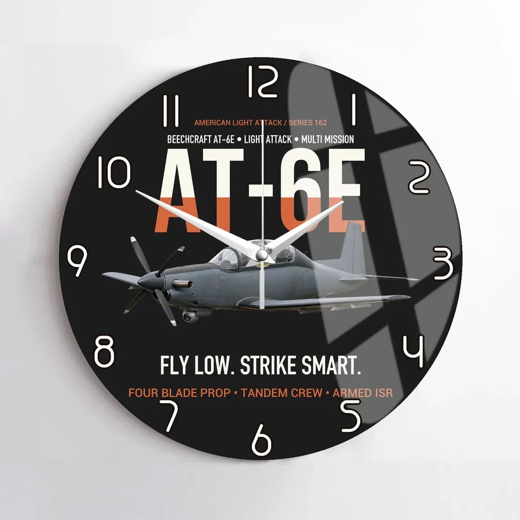 AT-6E Wolverine Light Attack design on black no frame wall clock