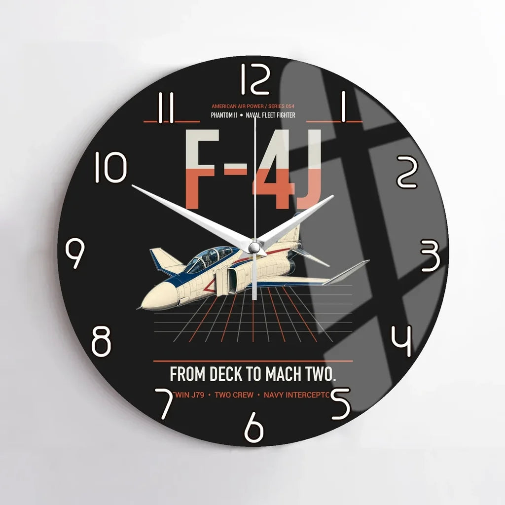 F-4J Phantom II design on black no frame wall clock