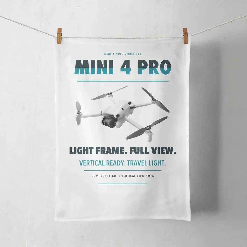 DJI Mini 4 Pro design on white towel