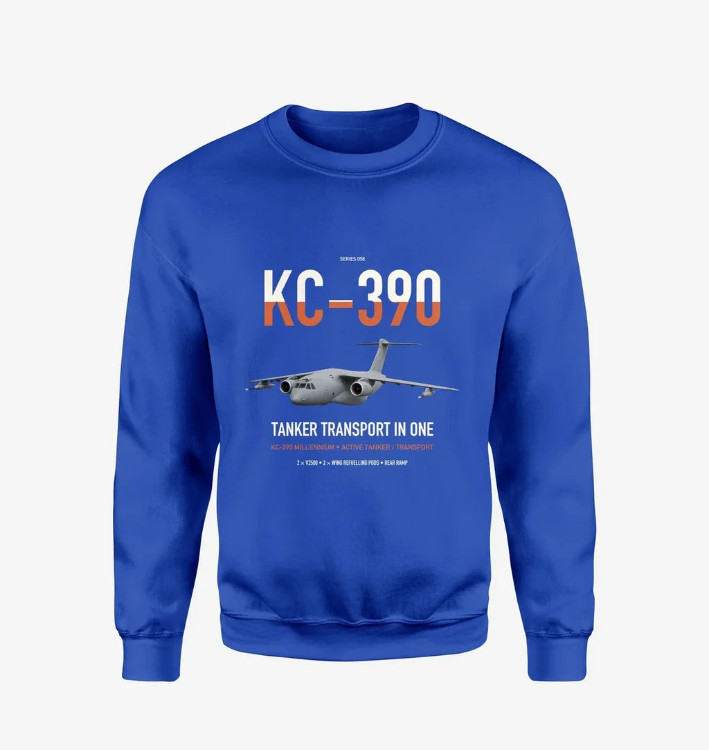 Embraer KC-390 Millennium design on blue sweatshirt