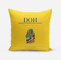 Thumbnail for Doha Hamad International Airport (DOH) design on yellow pillow