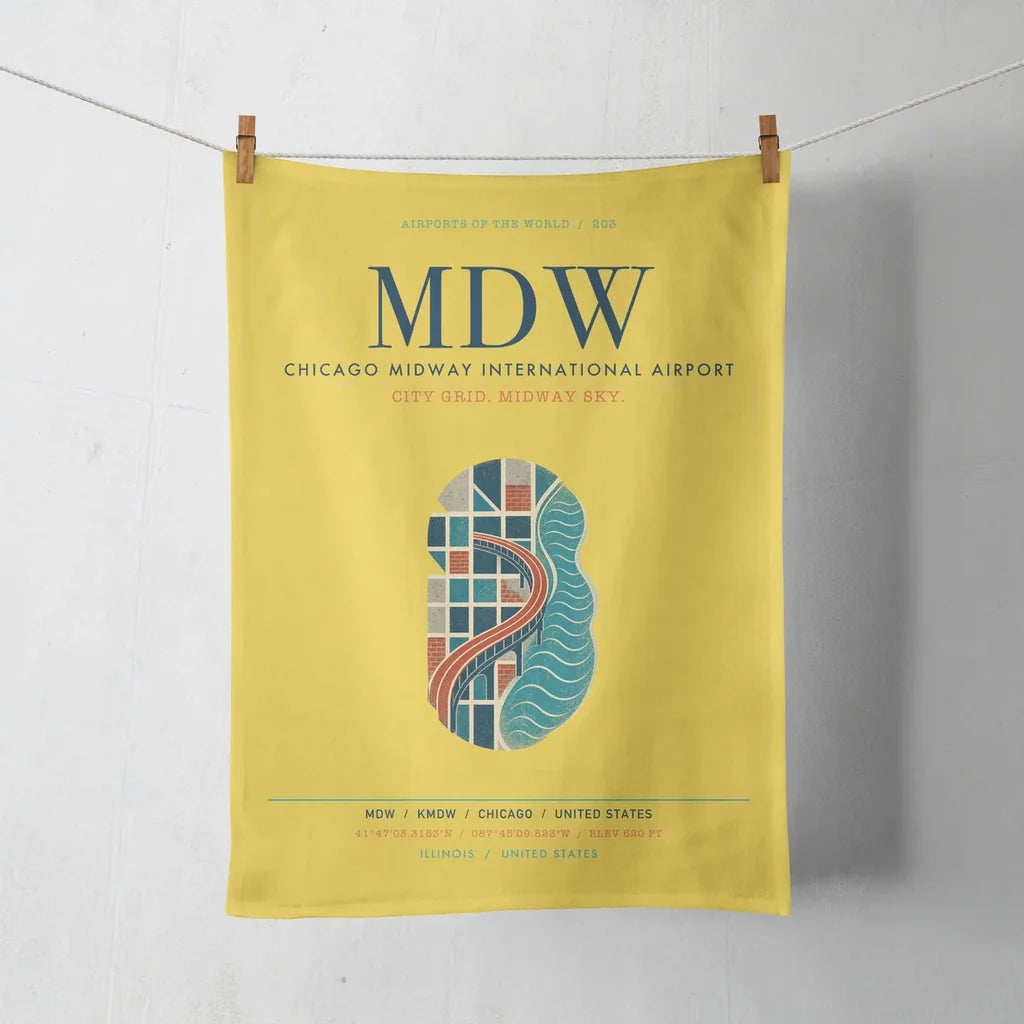 Chicago Midway International Airport (MDW) design on yellow towel
