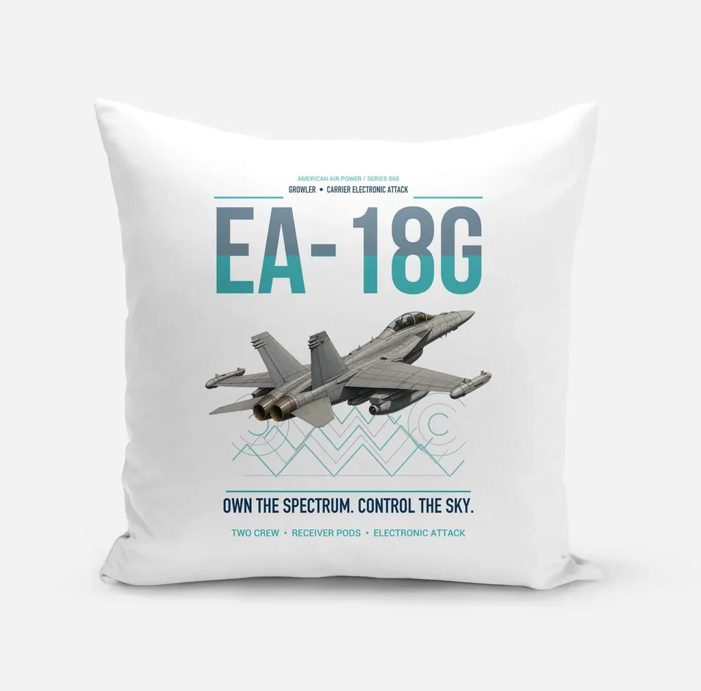 EA-18G Growler design on white pillow