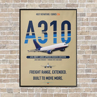 Thumbnail for Airbus A310-300P2F vertical canvas print - framed - beige background