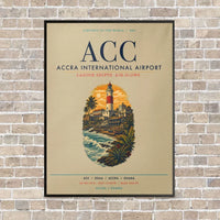 Thumbnail for Accra International Airport ACC vertical canvas print - framed - beige background