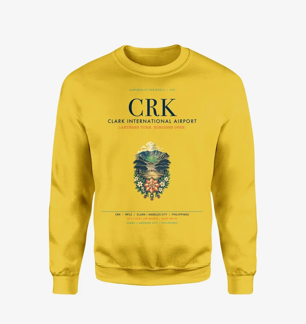 Clark International Airport (CRK) design on yellow sweatshirt