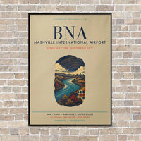 Thumbnail for Nashville International Airport BNA vertical canvas print - framed - beige background