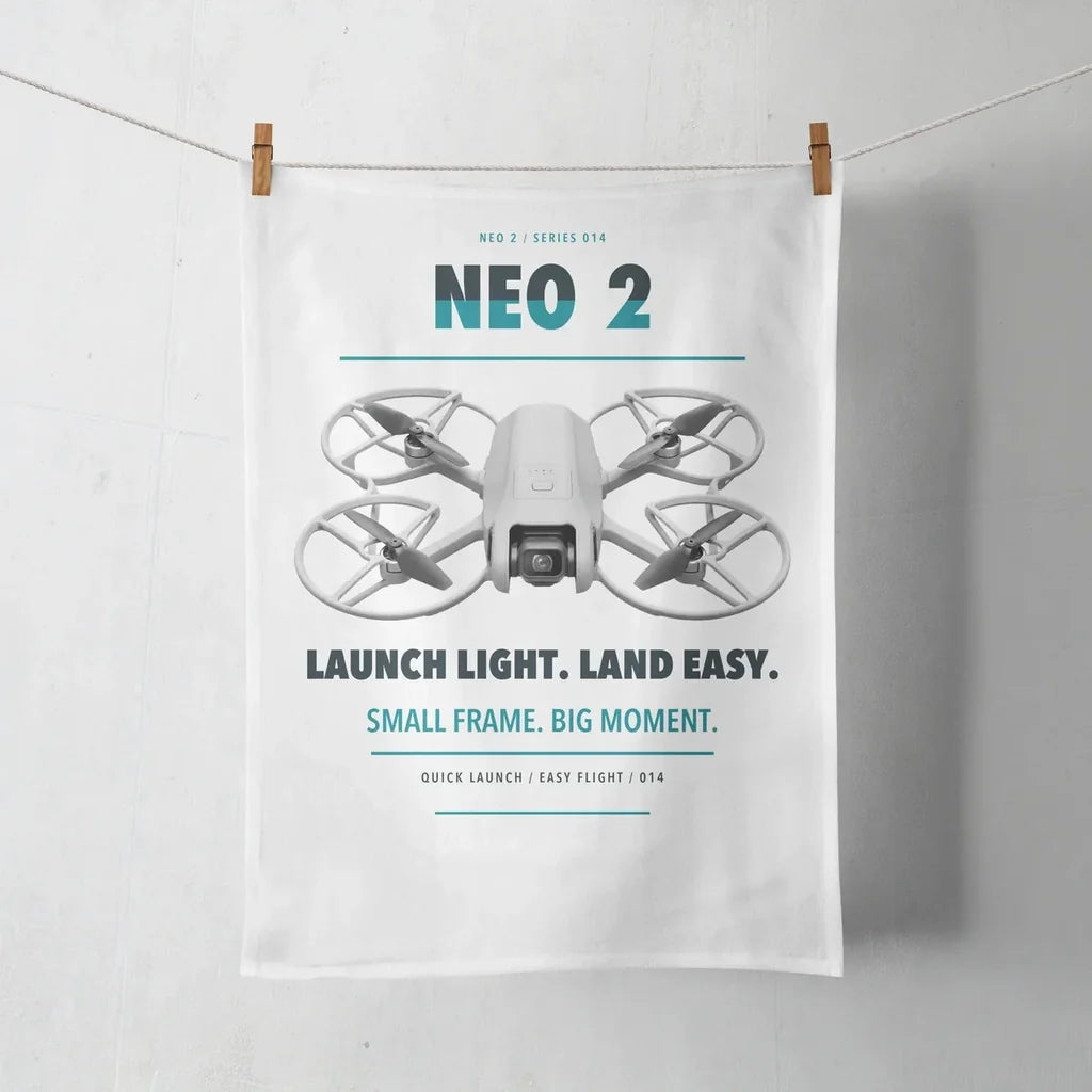 DJI Neo 2 design on white towel