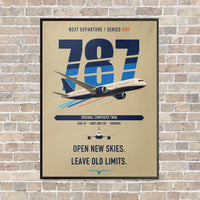 Thumbnail for Boeing 787-8 Dreamliner vertical canvas print - framed - beige background