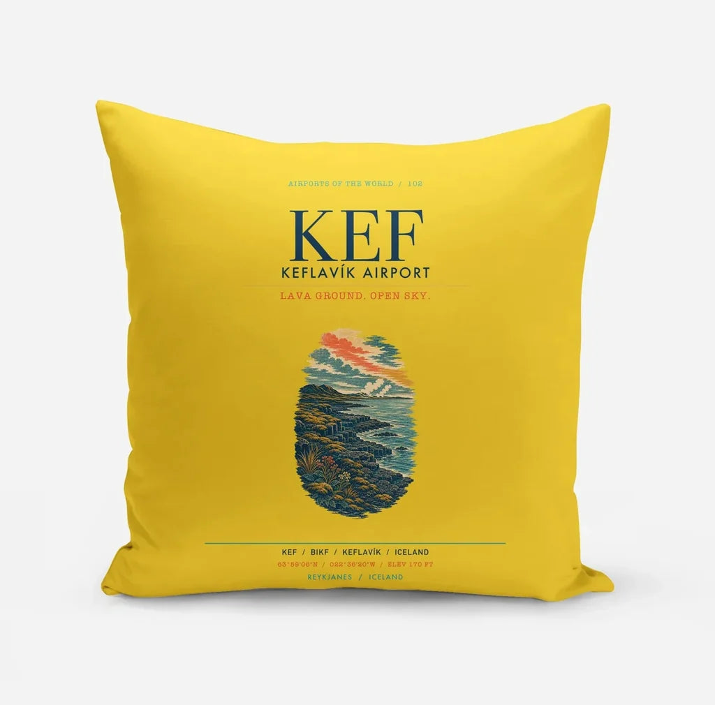 Keflavík Airport (KEF) design on yellow pillow
