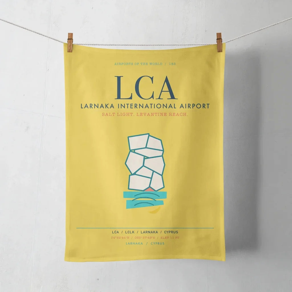 Larnaka International Airport (LCA) design on yellow towel