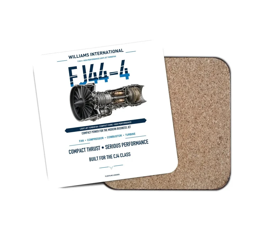 FJ44-4 design on white 1 piece coaster