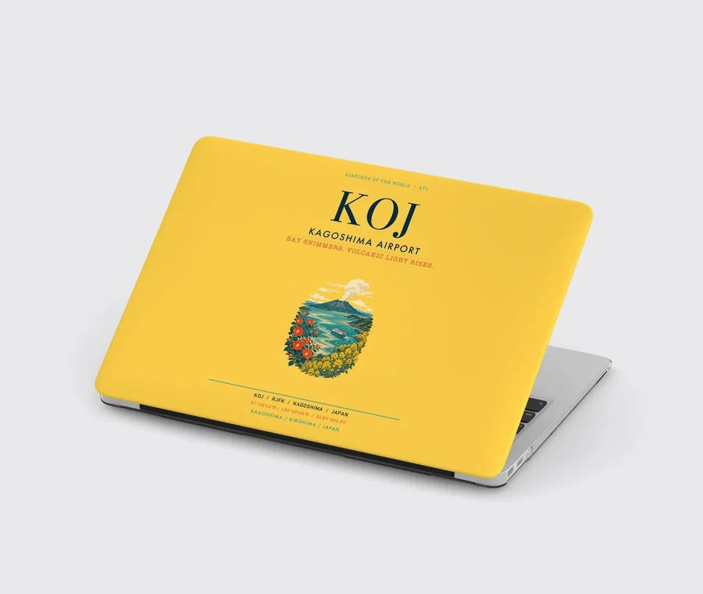 Kagoshima Airport (KOJ) design on yellow MacBook case