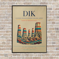 Thumbnail for Dickinson Theodore Roosevelt Regional Airport DIK vertical canvas print - framed - beige background