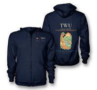 Thumbnail for Tawau Airport (TWU) design on navy blue premium zipped hoodie