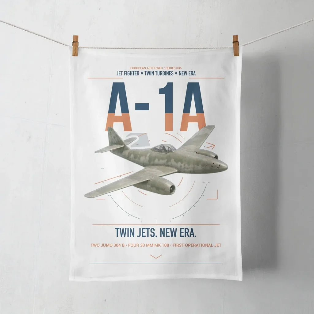 Messerschmitt Me 262A-1a design on white towel