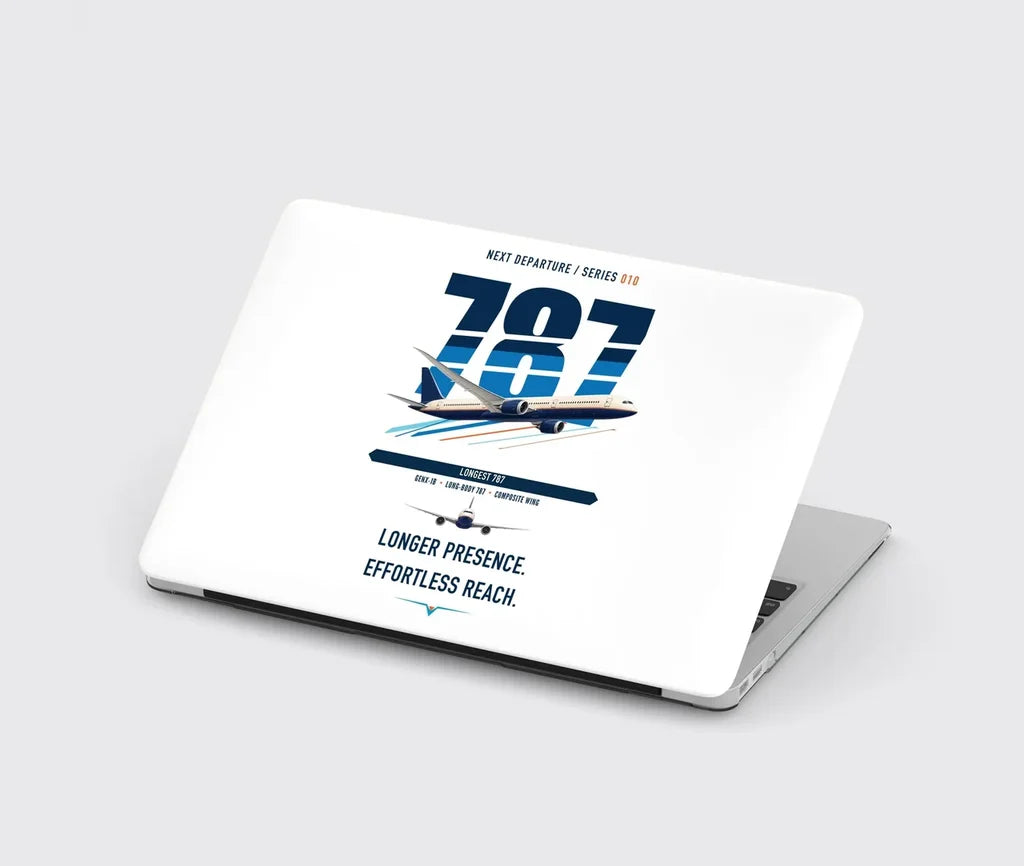 Boeing 787-10 Dreamliner design on white MacBook case