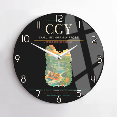 Laguindingan Airport (CGY) design on black no frame wall clock