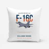 Thumbnail for F-16C Fighting Falcon See All Around Turn Inside design on white pillow
