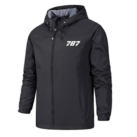 Boeing 787 Flat Text Rain Jackets & Windbreakers