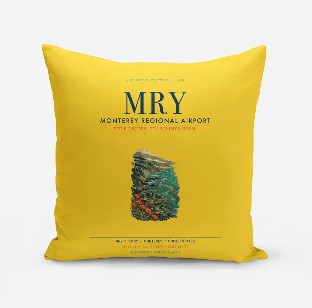 Monterey Regional Airport (MRY) design on yellow pillow